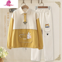 艳如飞初中生休闲套装女工装宽松春季两件套高中学生卫衣女时尚长袖少女套装