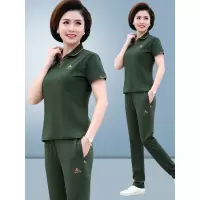 艳如飞妈妈夏装短袖T恤运动套装中年洋气时尚两件套女中老年40岁50衣服休闲运动套装