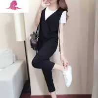 艳如飞大码女装胖妹妹显瘦运动套装女夏裤子减龄新款女装时尚三件套洋气休闲运动套装