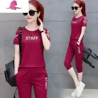 艳如飞运动套装女新款大码女装气质女时尚潮流休闲短袖七分裤两件套夏休闲运动套装