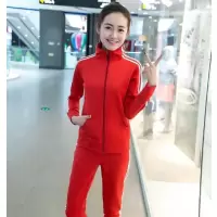 艳如飞定制            热卖幼儿园教师园服春秋季红色老师工作服幼师服职业大码运动套装休闲运动套装