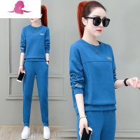 艳如飞无帽卫衣小个子休闲运动套装女春秋季新款韩版圆领卫衣大码两件套休闲运动套装