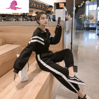 艳如飞早春盐系穿搭休闲时尚灰色运动套装女网红街拍炸街两件套卫衣卫裤休闲运动套装