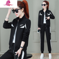 艳如飞大码休闲运动套装女春秋季时髦宽松长袖洋气名牌运动服卫衣三件套休闲运动套装