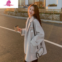 艳如飞网红炸街西装外套女设计感小众韩版休闲小个子宽松西服女春秋上衣套装
