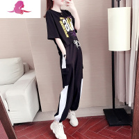 艳如飞运动套装女夏潮牌时尚洋气韩版宽松女范运动服休闲两件套欧洲站休闲运动套装