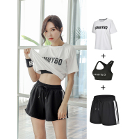 艳如飞晨跑服女户外运动套装女夏跑步短裤两件套宽松大码休闲速干健身服休闲运动套装