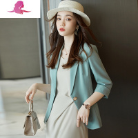 艳如飞西装外套女春秋气质高级感小个子短款七分袖时尚休闲洋气网红西服套装