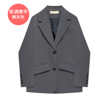 艳如飞烟灰色小西服装外套港版女人味小众设计感职业休闲风西装西服外套休闲运动套装