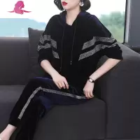 艳如飞中老年女装40一50岁运动套装女妈妈装两件套休闲宽松连帽时尚卫衣休闲运动套装