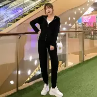艳如飞春秋棉宽松休闲运动套装女潮牌时尚洋气减龄春季薄款卫衣两件套休闲运动套装