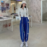 艳如飞运动套装女早春休闲时尚炸街反光条设计感上衣束脚裤两件套洋气潮休闲运动套装