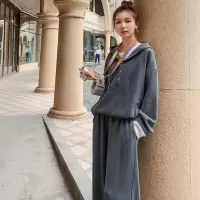 艳如飞休闲时尚卫衣运动套装女春秋洋气减龄阔腿裤两件套轻熟御姐设计感休闲运动套装