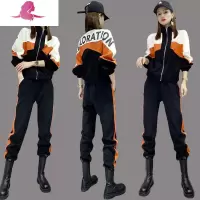 艳如飞欧洲站加绒加厚运动套装女2020秋冬新款时尚洋气卫衣休闲两件套潮休闲运动套装