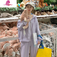 艳如飞韩版学生宽松显瘦运动套装春秋棉时尚洋气卫衣休闲两件套跑步服休闲运动套装