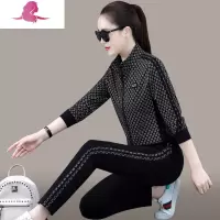 艳如飞运动套装女士春秋新款时尚休闲气质减龄修身大码卫衣跑步服两件套休闲运动套装