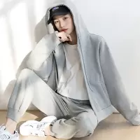 艳如飞休闲棉运动套装女春秋时尚显瘦连帽卫衣学生韩版宽松夏两件套潮休闲运动套装