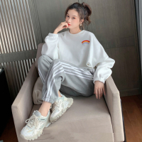 艳如飞宽松显瘦运动套装女春秋学生韩版时尚网红卫衣休闲两件套跑步服潮休闲运动套装