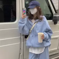 艳如飞春秋季学生韩版宽松显瘦休闲运动套装女时尚洋气卫衣两件套跑步服休闲运动套装