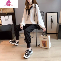 艳如飞春季时尚大码运动套装女春秋学生韩版宽松显瘦卫衣休闲两件套棉休闲运动套装