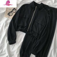 艳如飞休闲运动套装150cm娇小矮个子女装春秋网红原宿风显高两件套155潮休闲运动套装