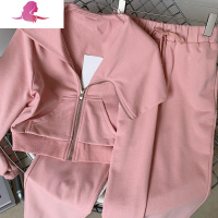 艳如飞粉色巫师帽运动套装女春秋新款连帽炸街卫衣裤子两件套休闲时尚潮休闲运动套装