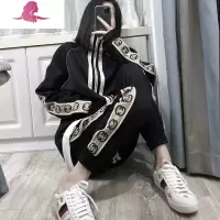 艳如飞韩版学生宽松显瘦运动套装女春秋季潮牌时尚洋气休闲两件套跑步服休闲运动套装