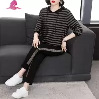 艳如飞休闲运动套装女春装时尚宽松胖mm显瘦大码运动服中年妈妈两件套休闲运动套装