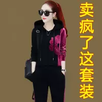 艳如飞运动套装女春秋2020新款时尚卫衣两件套大码秋冬金丝绒运动休闲服休闲运动套装