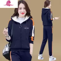 艳如飞加厚加绒运动套装女秋冬2020新款韩版羔绒拉链卫衣休闲服两件套休闲运动套装