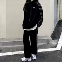 艳如飞运动套装女春秋学生韩版宽松显瘦时尚大码卫衣休闲两件套跑步服潮休闲运动套装