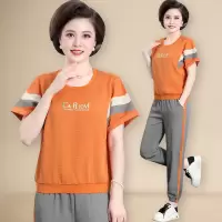 艳如飞年轻妈妈夏装短袖t恤中老年运动套装女春夏中年人洋气减龄两件套休闲运动套装