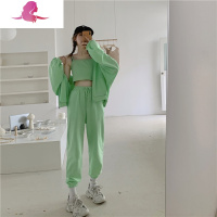 艳如飞三件套装2020年新款女休闲运动服炸街个性爵士舞秋冬小个子卫衣潮休闲运动套装