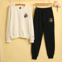 艳如飞春秋新款棉运动套装运动服运动装女装两件套卫衣休闲套装 女休闲运动套装