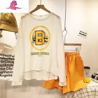 艳如飞港风复古chic运动套装女网红炸街减龄长袖上衣休闲短袖时尚两件套休闲运动套装