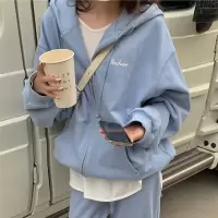 艳如飞学生韩版宽松显瘦运动套装女春秋时尚洋气连帽卫衣休闲两件套跑步休闲运动套装