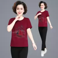 艳如飞妈妈夏装中老年运动套装女夏40岁50中年洋气短袖两件套母亲节衣服休闲运动套装