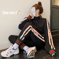 艳如飞运动套装女春秋新款潮流休闲时尚减龄显瘦卫衣束脚裤运动服两件套休闲运动套装