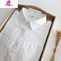 艳如飞春秋日系小清晰文艺棉白衬衫女学生职业工作装百搭修身打底衬衣衬衫