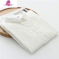 艳如飞2020春秋装简约文艺小清新棉长袖暗扣衬衫女生小领子打底白衬衫衬衫