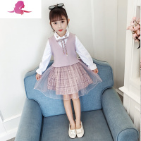 艳如飞小女孩公主裙子春秋春装两件套装裙女童连衣裙2020儿童超仙女洋气连衣裙