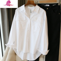 艳如飞棉~百搭怒推!男友风白色衬衫女宽松长袖韩版春秋衬衣潮衬衫