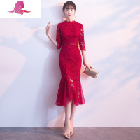 艳如飞新娘敬酒服旗袍平时可穿2020新款改良版红色蕾丝结婚礼服连衣裙女连衣裙