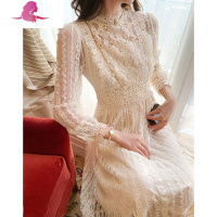 艳如飞法式温柔风内搭秋冬季轻奢名媛高端气质长裙打底配大衣连衣裙子女连衣裙