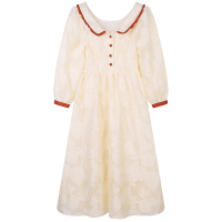 艳如飞新款法式连衣裙女春收腰显瘦时尚气质修身设计感减龄桔梗古长裙连衣裙