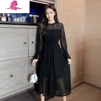 艳如飞新款大码女装200斤春季胖妹妹洋气蕾丝连衣裙显瘦气质内搭仙女裙连衣裙