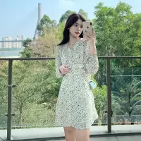 艳如飞切糕 早春碎花连衣裙女温柔气质宽松收腰小个子中长款裙子连衣裙