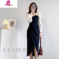 艳如飞2020新款法式复古赫本收腰显瘦气质心机设计感包臀连衣裙子女秋冬连衣裙