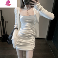 艳如飞女范气质两件套装一字肩性感抹胸裙子修身包臀裙吊带连衣裙女夏连衣裙