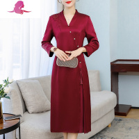 艳如飞红色高端洋气婚礼妈妈礼服高端旗袍改良连衣裙女年轻喜婆婆婚宴装连衣裙